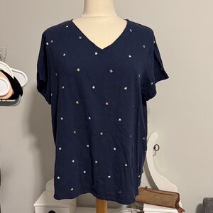 Lucky Brand Navy Starry V-Neck Tee